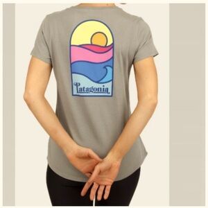 PATAGONIA BUNDLE 2 shirts Organic Cotton Sunset Scoop Tee Size XS & long sleeve